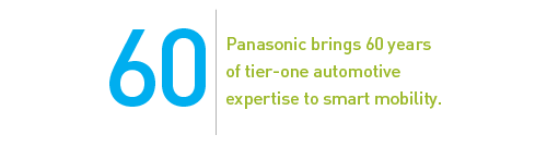 60: Panasonic brings 60 years of tier-one automotive expertise to smart mobility.