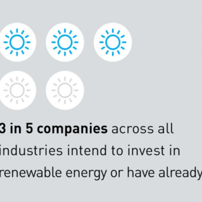3 in 5 companies across all industries intend to invest in renewable energy or have already*