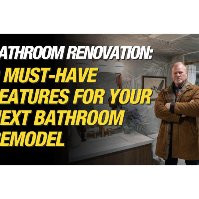 Graphic of Mike Holmes with text that reads Bathroom Renovation: 9 Must-Have Features for Your Next Bathroom Remodel