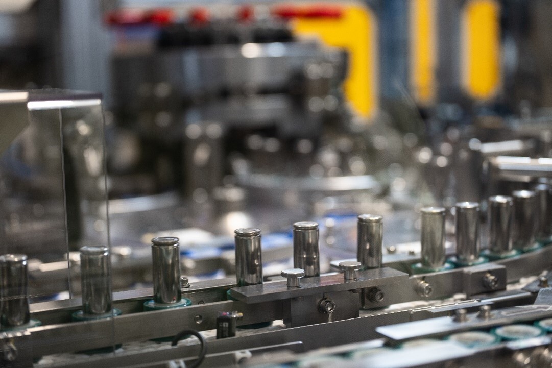 Lithium-ion batteries on a manufacturing assembly line