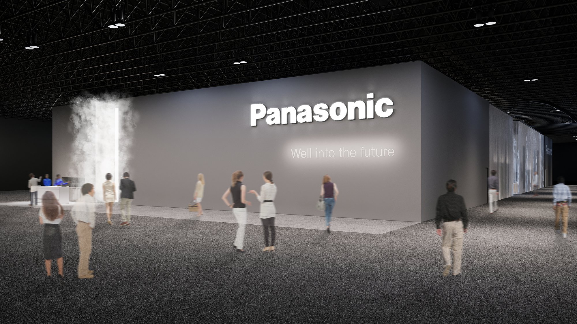 A concept rendering of Panasonic's booth at CES 2025