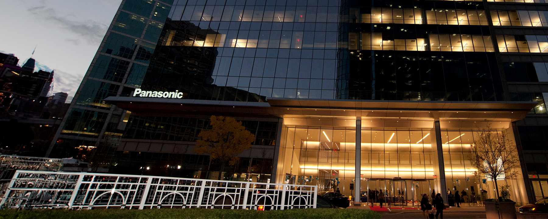 Exterior shot of Panasonic North America Headquarters in Newark, NJ, USA