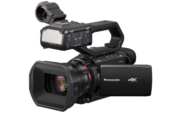 Angle view of best 4K camcorder with LED light and 4_2_2 10-bit internal recording