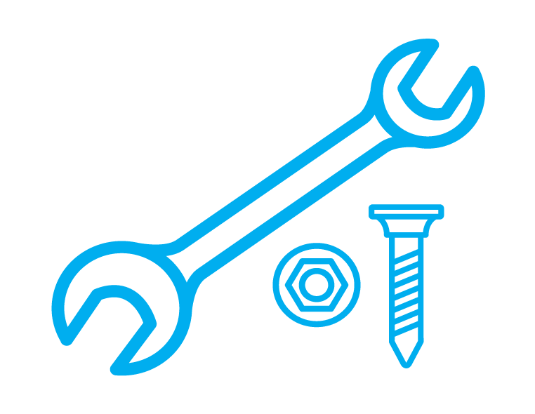 Blue wrench and bolts icon