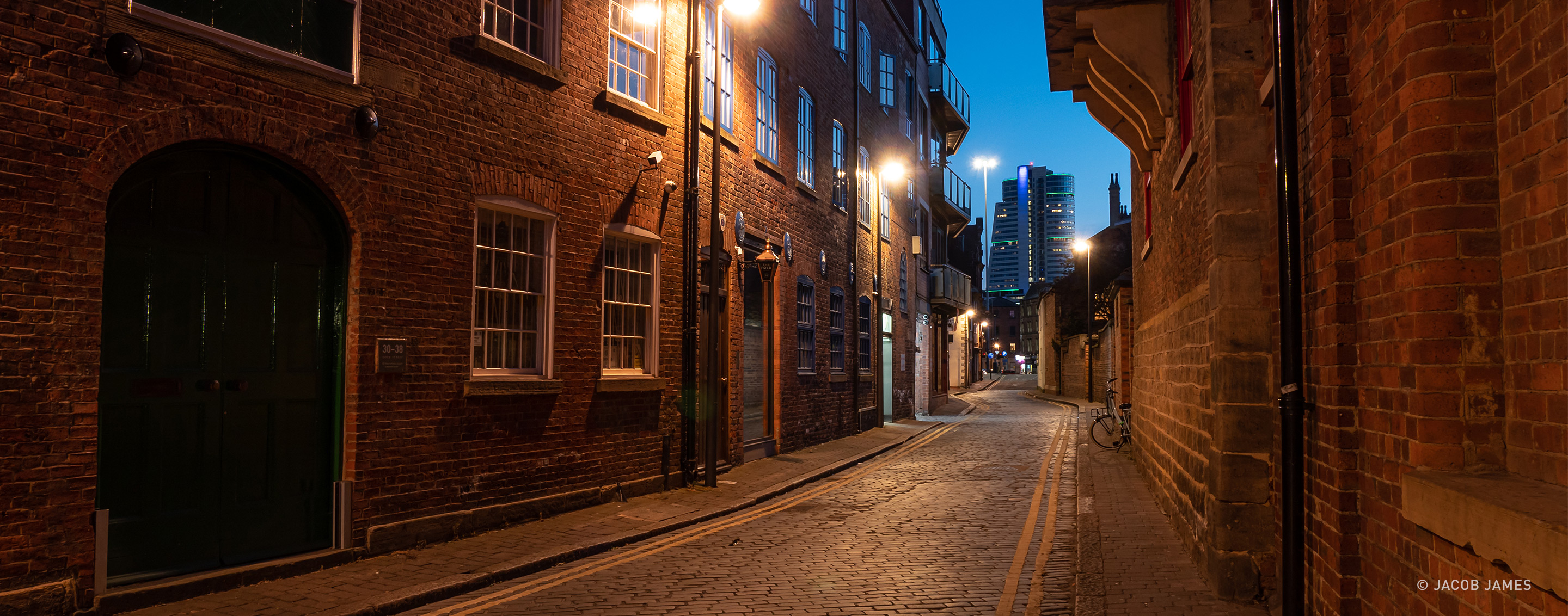 an alleyway at dusk