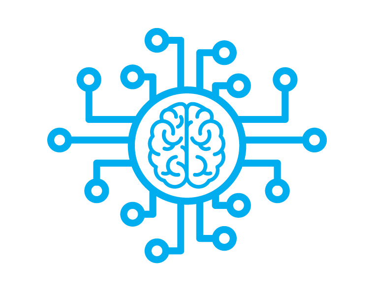 Blue AI brain icon