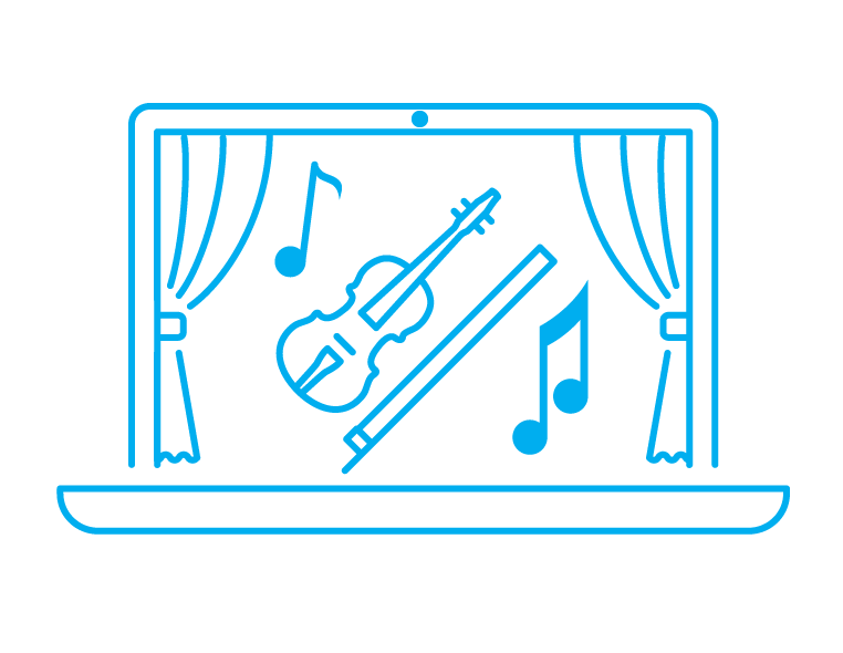 Blue classic music laptop icon