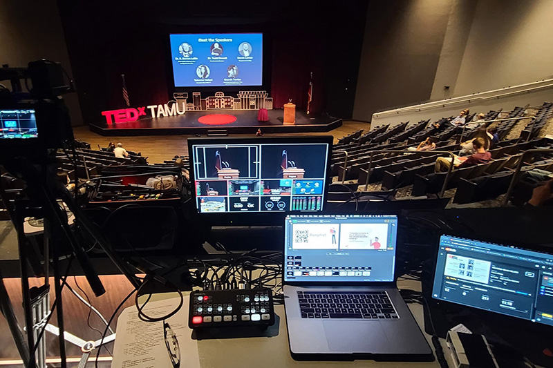 Livestreaming setup at a Ted Talks event