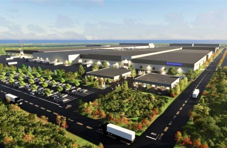 Computer rendering of the new Panasonic EV battery manufacturing facility in De Soto, Kansas