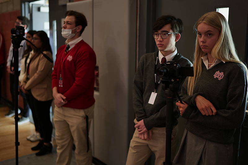 Four Mater Dei Film & Media students shooting with LUMIX cameras