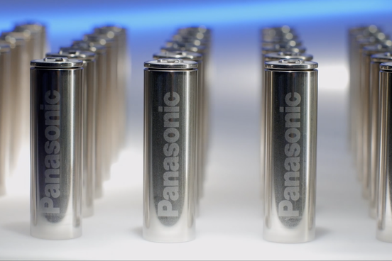 Rows of Panasonic Lithium-ion batteries 
