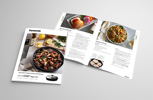 Panasonic Magic Pot quick start guide and recipe book layout