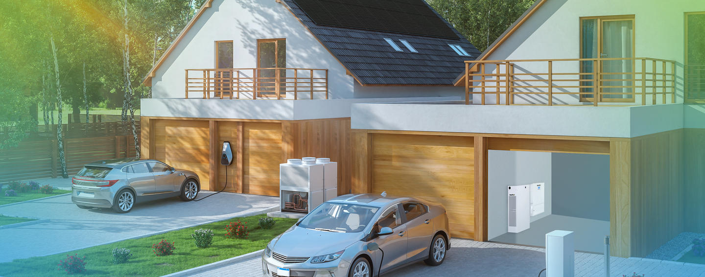 house with cars and chargers