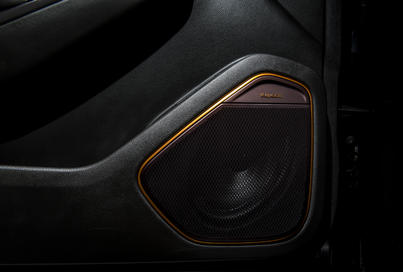 Car interior showing a Klipsch Premium audio door speaker