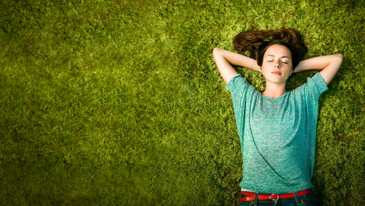 Green Living Banner -  Girl on Lawn