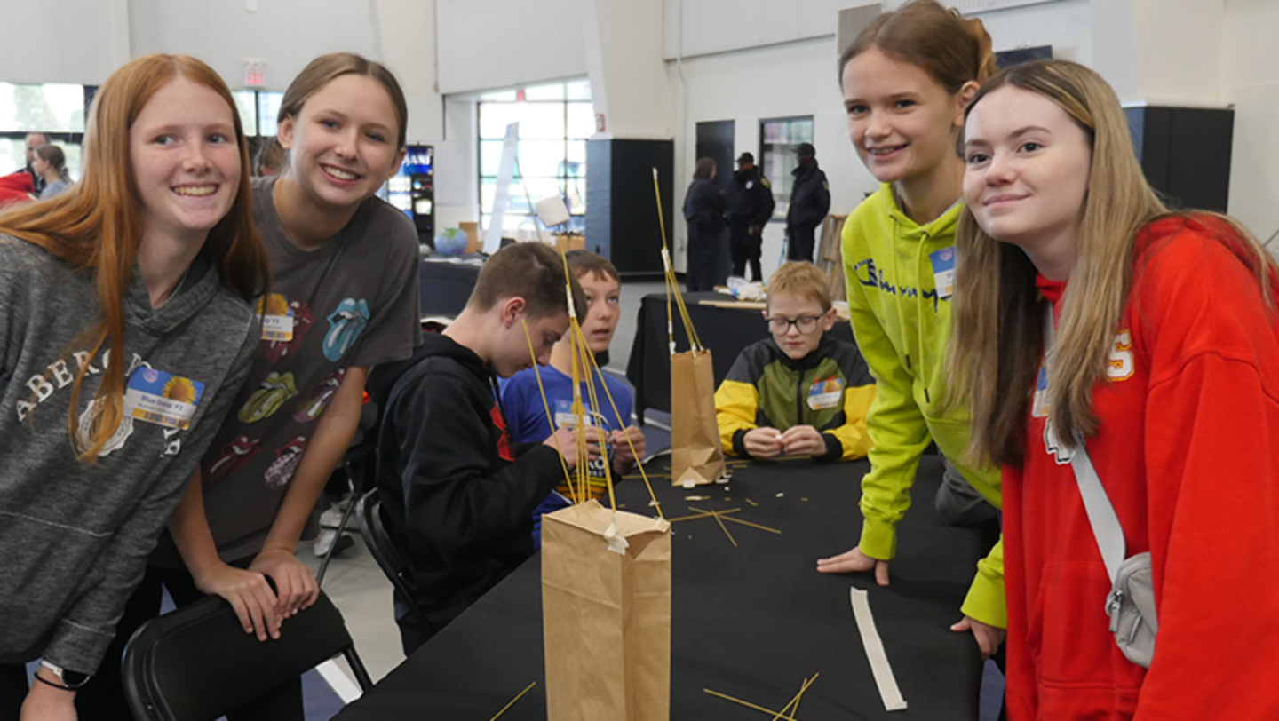 Students work on a group project at “A Space For All” STEM Fest in Kansas