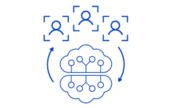 Blue icon with deep learning cloud