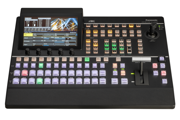 Panasonic UHS500 4K professional switcher panel with robotic PTZ camera control and remote camera operation