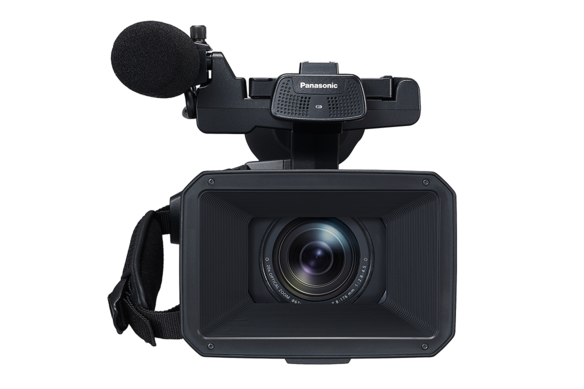 Panasonic AG-CX350 camcorder with fixed wide angle lens with long optical zoom and optical image stabilization