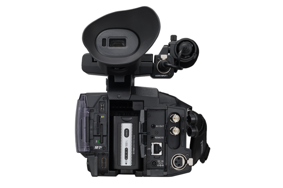 Panasonic AG-CX350 camcorder with long life battery for all day shooting and dual SD cards - SDI and XLR cable connection