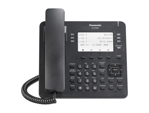 Front view of Panasonic KX-DT635 digital telephone with LCD lit
