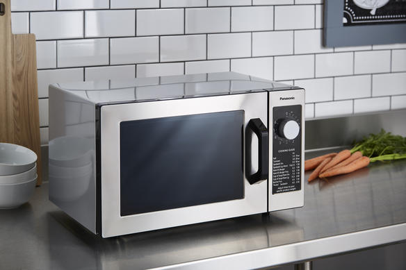 microwave on countertop side angle