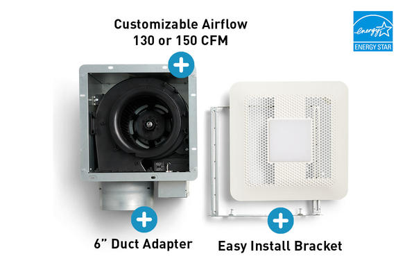 Whisper Choice® DC with LED Light Pick-A-Flow® 130/150 CFM 