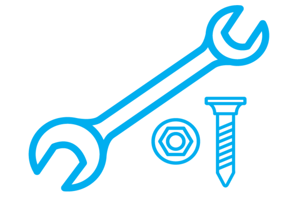 Blue wrench and bolts icon