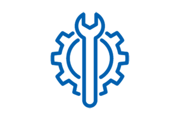 Blue wrench and gear icon