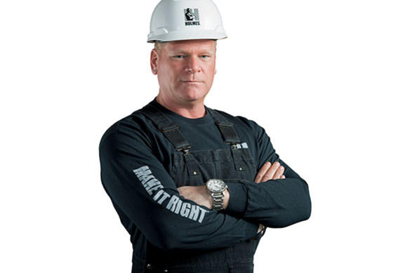 Mike Holmes with a hard hat