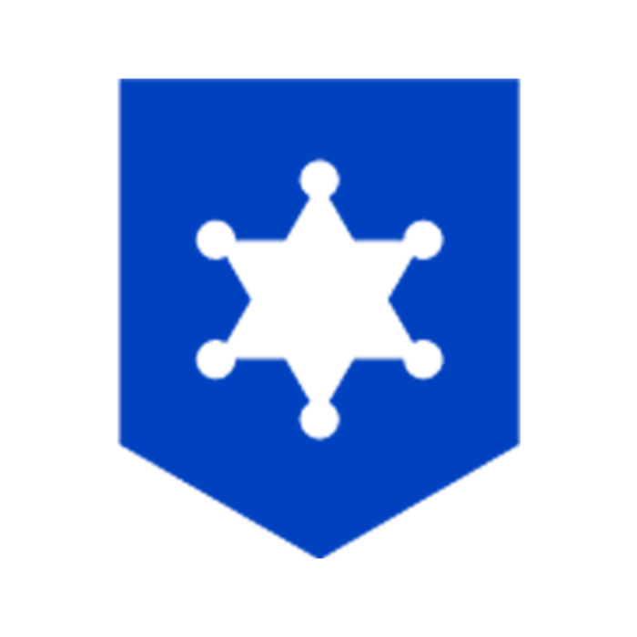 Blue icon of police badge