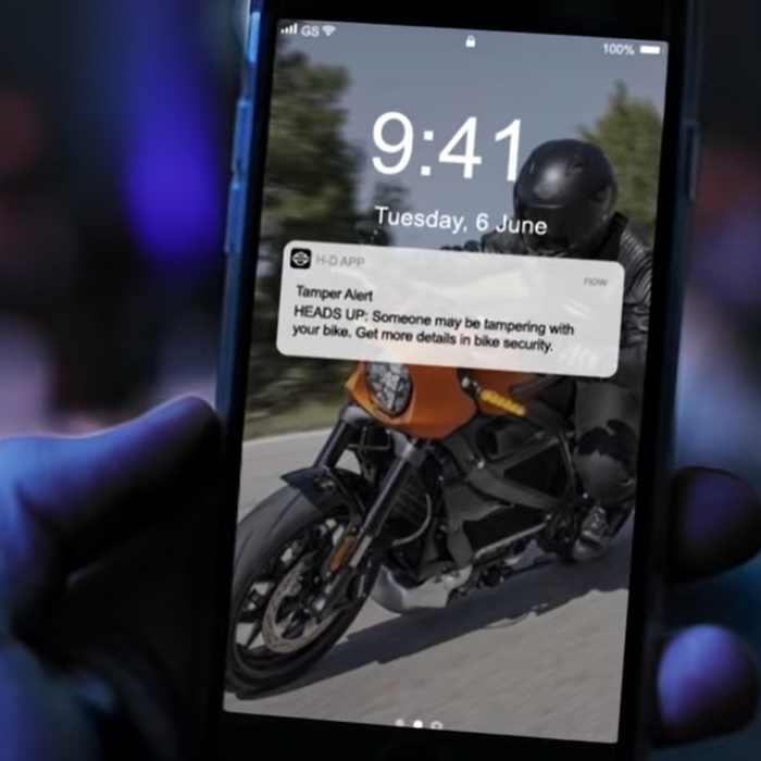 mobile app provides a security alert when the bike is tampered with