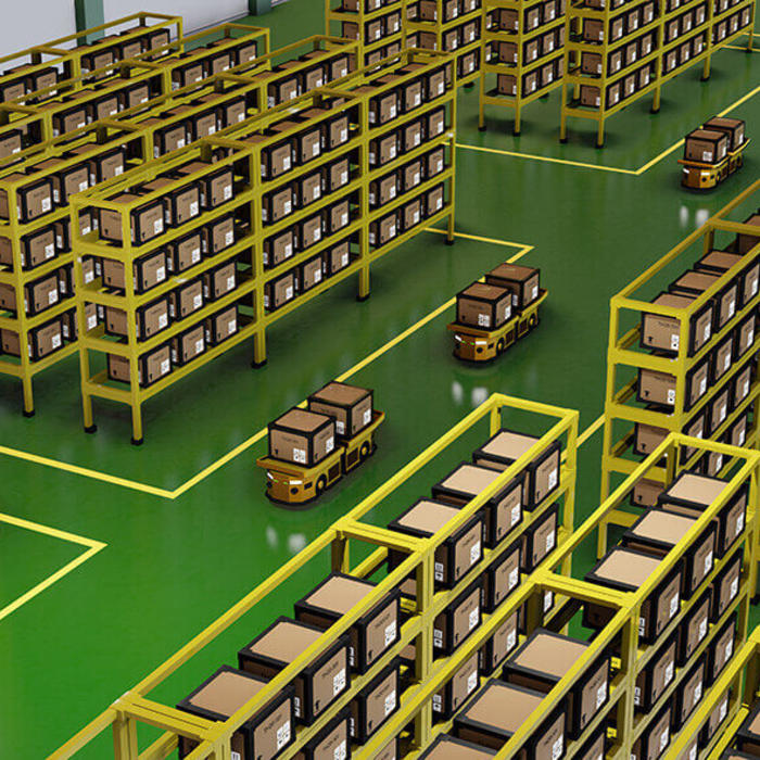 autonomous mobile robots in a warehouse fulfillment center
