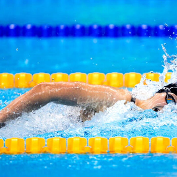 Olympic gold medalist Katie Ledecky swims to victory