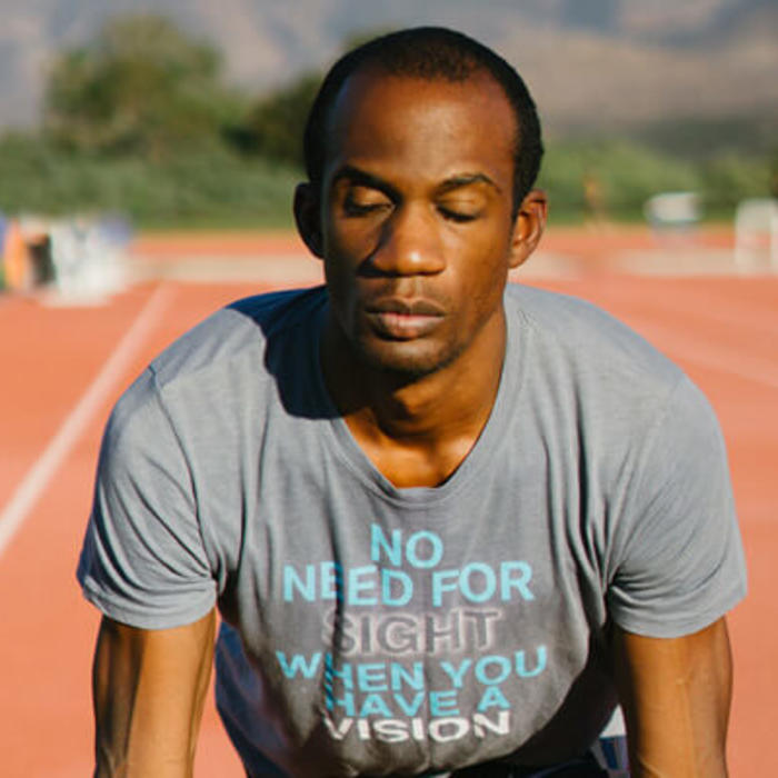 Lex Gillette strikes a tranquil pose on the track