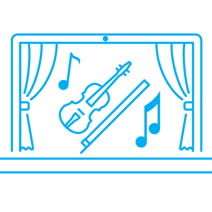Blue classic music laptop icon