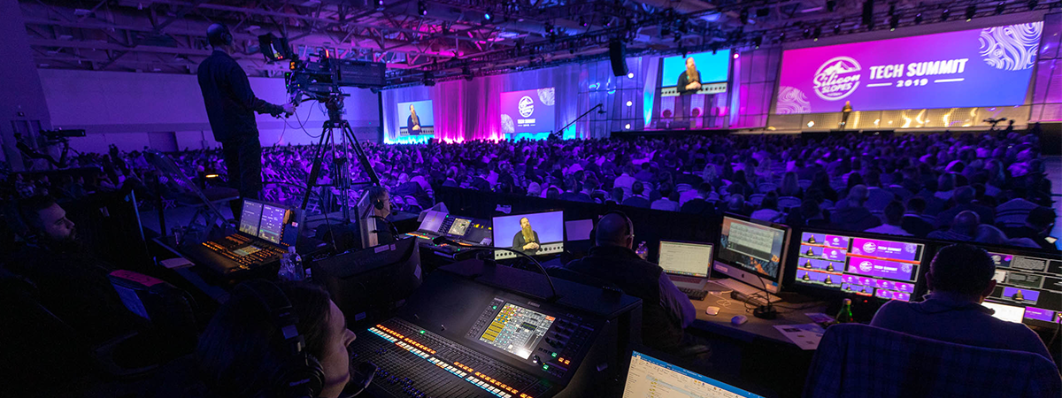 AK-UC3000 studio field camera system being used for multicamera live coverage of a corproate event by full service video production company, cornerstone technologies