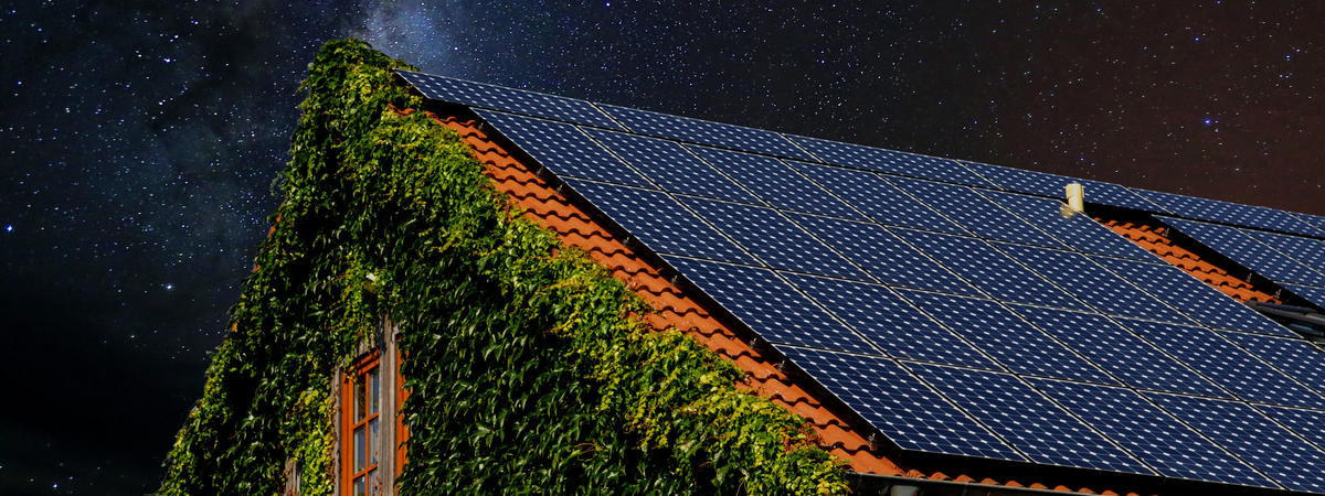 house roof with solar panels